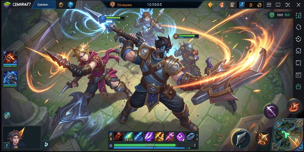 Tampilan gameplay seru dalam CEMARA77 dengan aksi MOBA yang menarik.