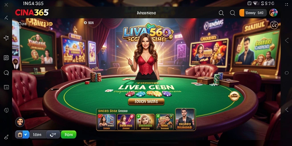 Screenshot yang menunjukkan dealer profesional dalam aksi Live Casino.