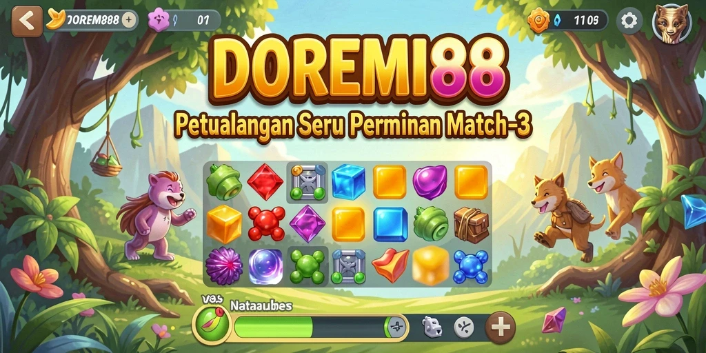 Gameplay menarik dalam DOREMI88 dengan elemen Match-3 yang seru.