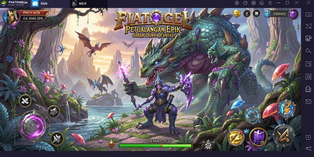 Menampilkan pertarungan epik dalam game ARPG FIATOGEL.
