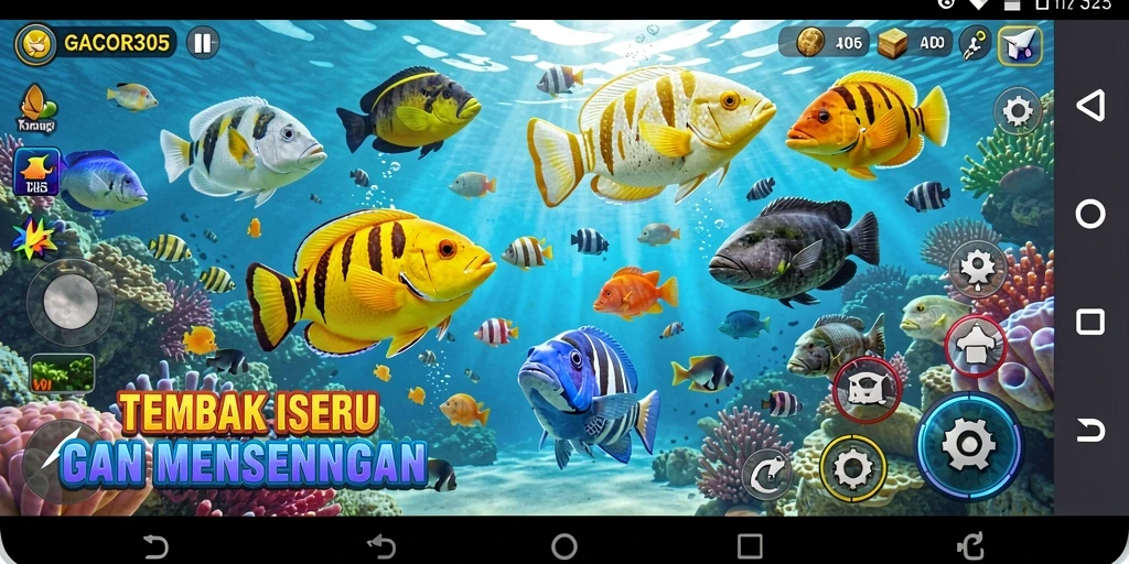 Tampilan gameplay GACOR305 yang seru saat menembak ikan.
