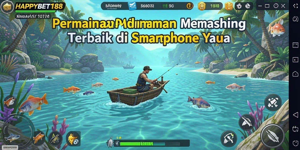 Screenshot gameplay dari <strong>HAPPYBET188</strong> yang menunjukkan keindahan memancing di laut.