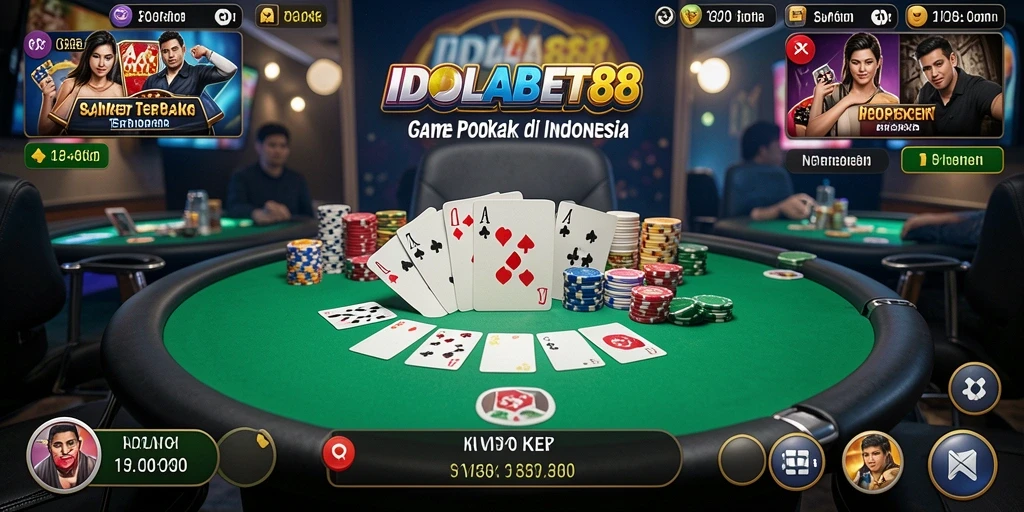 Tampak gameplay seru poker di IDOLABET88 dengan pemain aktif.