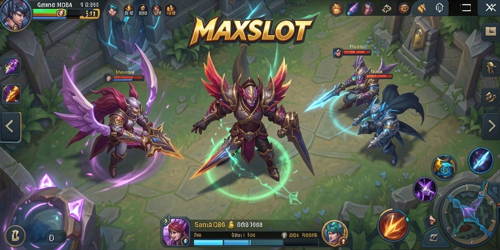 Screenshot gameplay menampilkan aksi seru di arena MOBA.