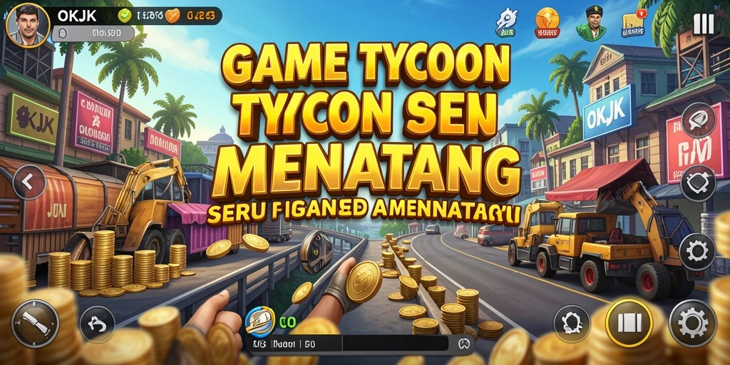 Tampilan gameplay OKJK menampilkan manajemen bisnis yang seru.
