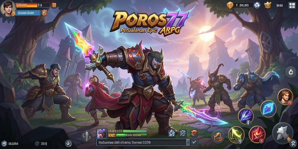 Screenshot POROS77 menunjukkan aksi menegangkan dalam pertempuran ARPG.