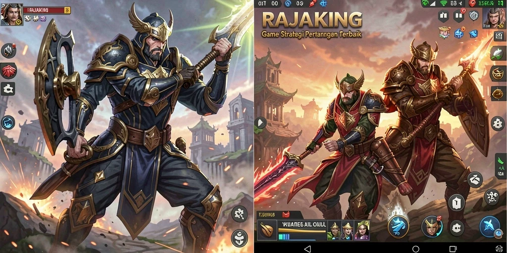 Tangkapan layar dari gameplay <strong>RAJAKING</strong> menunjukkan strategi pertempuran yang intens.