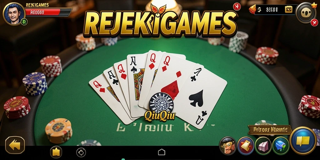 Tampilan gameplay seru dari REJEKIGAMES dengan kartu QiuQiu.