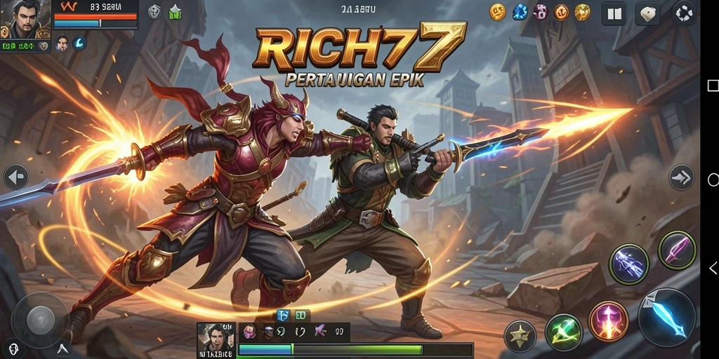 Screenshot RICH7 menunjukkan pertempuran sengit dengan grafis yang memukau.
