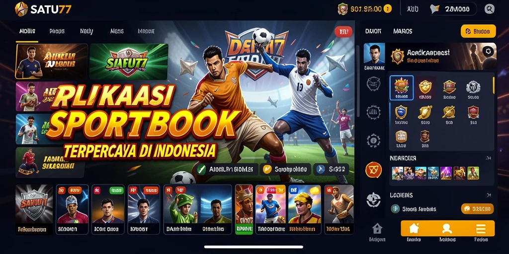 Tampilan utama SATU77 dengan berbagai opsi taruhan olahraga.