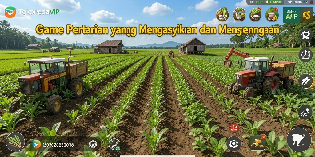 Tampilan gameplay TOKOPEDIAVIP yang menakjubkan dan interaktif dalam dunia pertanian.