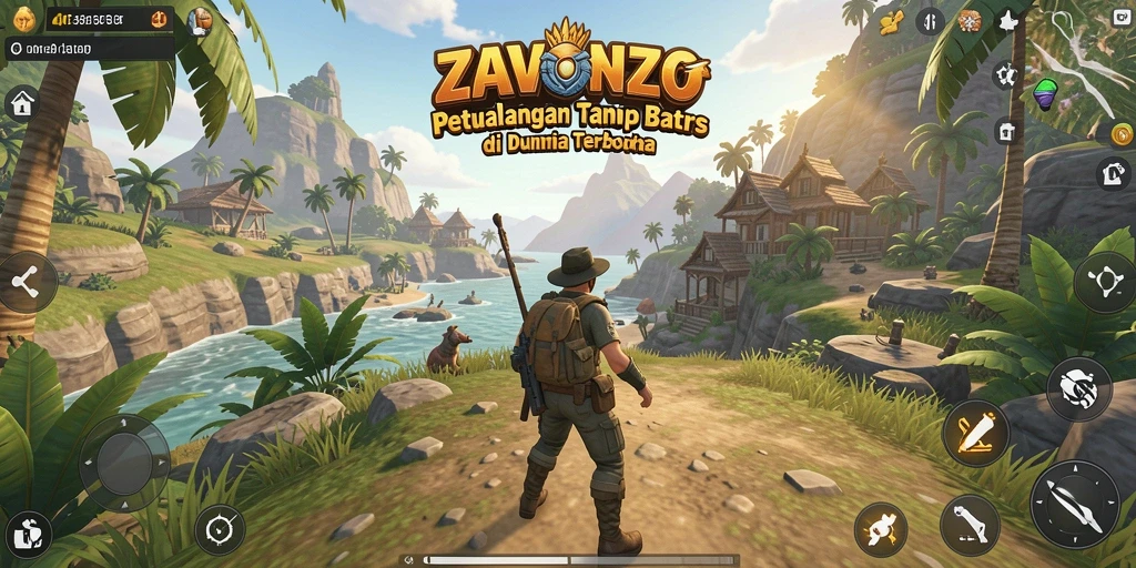 Screenshot ZAVONZO menampilkan eksplorasi dunia terbuka yang luas dan menakjubkan.